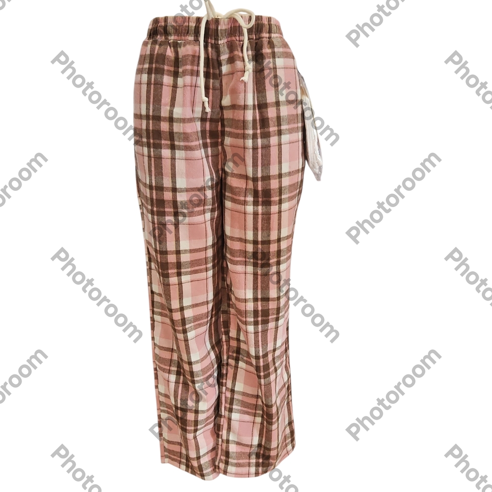LA GROWN Woman Pink and Brown Plaid Pajama Pants With Sock Size XL